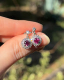 Estate 18k White Gold Ruby & Diamond Earrings