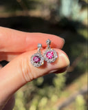 Estate 18k White Gold Ruby & Diamond Earrings