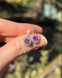 Estate 18k White Gold Ruby & Diamond Earrings