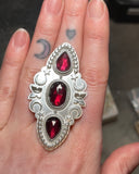Unfinished Rhodolite Garnet Statement Ring/Necklace