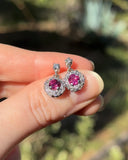 Estate 18k White Gold Ruby & Diamond Earrings