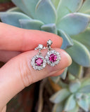 Estate 18k White Gold Ruby & Diamond Earrings