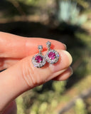 Estate 18k White Gold Ruby & Diamond Earrings