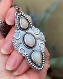 Ethiopian Opal Luna Moth Necklace