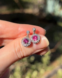 Estate 18k White Gold Ruby & Diamond Earrings