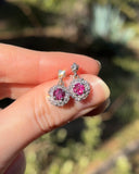 Estate 18k White Gold Ruby & Diamond Earrings
