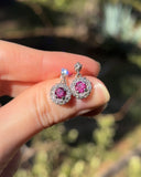 Estate 18k White Gold Ruby & Diamond Earrings