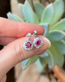 Estate 18k White Gold Ruby & Diamond Earrings