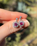 Estate 18k White Gold Ruby & Diamond Earrings