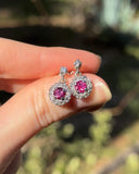 Estate 18k White Gold Ruby & Diamond Earrings