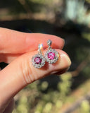 Estate 18k White Gold Ruby & Diamond Earrings