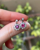 Estate 18k White Gold Ruby & Diamond Earrings