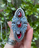 Unfinished Rhodolite Garnet Statement Ring/Necklace