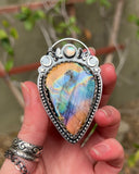 Rainbow Labradorite & Moonstone Lunar Butterfly Necklace