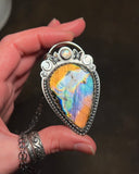 Rainbow Labradorite & Moonstone Lunar Butterfly Necklace