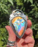 Rainbow Labradorite & Moonstone Lunar Butterfly Necklace