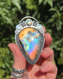 Rainbow Labradorite & Moonstone Lunar Butterfly Necklace