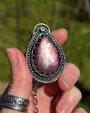 Red Lepidolite & Moonstone Necklace