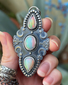 Ethiopian Opal Luna Moth Necklace
