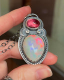 **Reserved**Collector’s Ethiopian Opal & Pink Tourmaline Necklace