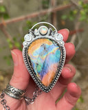 Rainbow Labradorite & Moonstone Lunar Butterfly Necklace